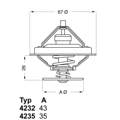 Abbildung von WAHLER 4235.80D Kühlwasserthermostat 80 mit Dichtung BMW: 2500 3300 Limousine, 2000 3200 Coupe, 3 Limousine