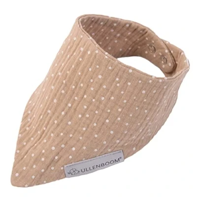 Abbildung von ULLENBOOM ® Dreieckstuch Baby, Musselin Tuch in Sand (Made EU) Ideal als Halstuch und Baby Lätzchen, 100% OEKO TEX Baumwolle schadstoffgeprüft, Größenverstellbar, Für Jungen Mädchen