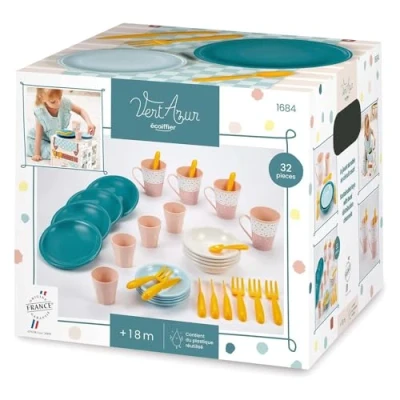 Abbildung von Ecoiffier 1684 Service Picnic Vert Azur Spielzeug Picknick Grün Spielzeugset für Kinder Ab 18 Monaten Herkunft Frankreich garantiert, Azurgrün, Einheitsgröße