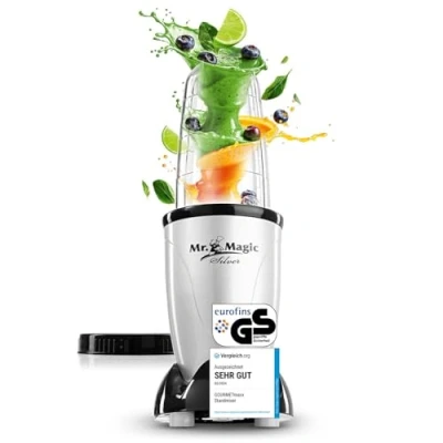 Abbildung von GOURMETmaxx Standmixer Smoothie Maker &amp; 4tlg. Set 400W, Elektrischer Mini Mixer 500ml mit 9 Funktionen