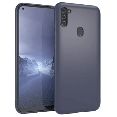 Abbildung von EAZY CASE Handyhülle Silikon mit Kameraschutz kompatibel Samsung Galaxy M11 in Navy Blau, Ultra dünn, Slimcover, Silikonhülle, Hülle, Softcase, Backcover