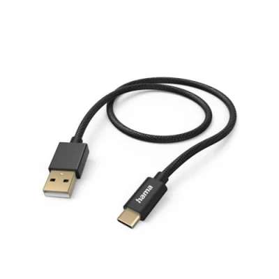 Abbildung von Hama Ladekabel „Fabric“ USB A auf C, Nylon, 1,5m (Schnellladung, Handy Ladekabel, Datenkabel, Kabel, Handykabel, Typ A, Knickschutz, flexibel, vergoldet, maximal kompatibel) schwarz