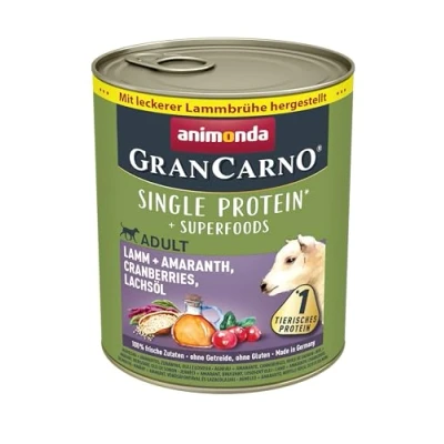 Abbildung von GranCarno Hunde Nassfutter Superfoods Lamm + Amaranth (6 x800g), Hundefutter nass ohne Getreide und Zucker von animonda, für ausgewachsene Hunde, mit frischen fleischlichen Zutaten
