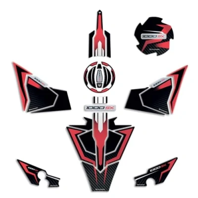 Abbildung von Resin Bike Kit Aufkleber Motorrad Kompatibel Mit Kawasaki Ninja 1000 SX 2024 Rot. Schutz Tank Schutzfolie vor Stößen und Kratzern. Aufklebersatz 3D Harzklebstoff Stickers Made in Italy