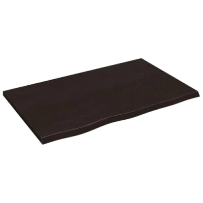Abbildung von vidaXL Waschtischplatte, Multifunktional Arbeitsplatte mit Naturkante, Waschtischkonsole Tischplatte für Badezimmer, Holzplatte Platte, Dunkelbraun 80x50x2 cm Massivholz Behandelt