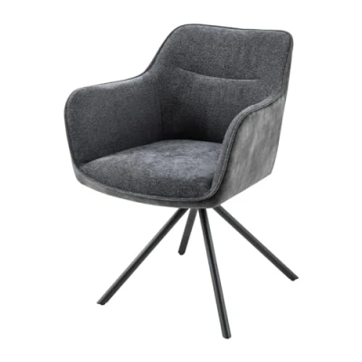 Abbildung von riess ambiente Polsterstuhl VERONA dunkelgrau / schwarz (Einzelartikel, 1 St), Esszimmer · Samt Metall mit Armlehne 180 drehbar Design