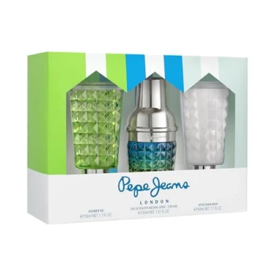 Abbildung von Pepe Jeans Cocktail Edition For Him Parfüm Herren Geschenkset aus 3 Teilen mit Eau de Toilette 30ml After Shave 50ml und Duschgel Set Zitrusfrücht, Holz Gewürz Duftnote
