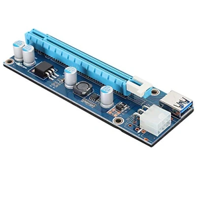 Abbildung von PCI E zu Express16x Extender Riser Adapter mit SATA Netzkabel für Grafikkarten Mining, 4 Festkörperkondensatoren 6 polige Schnittstelle Kompatibel Allen Win