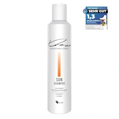 Abbildung von Knaus Hairdesign After SUN Shampoo 2 Phasen mit UV Schutz gegen Chlor und Salzwasser Panthenol Agave Haarshampoo VEGAN