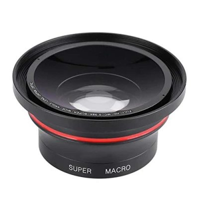 Abbildung von 37MM 0.39X Professionelles HD Weitwinkelobjektiv mit Makro Objektiv und 37 mm Telefonclip für Camcorder DSLR Kamera