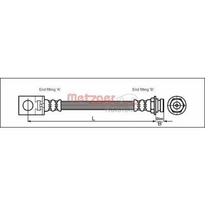Abbildung von METZGER 4113524 Bremsschläuche 347 3/8&quot; 24 JEEP: Cherokee II