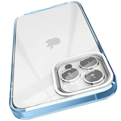 Abbildung von elago Hybrid Clear Case Kompatibel mit iPhone 13 Pro Max Hülle (6,7&quot;), PC + TPU Technologie, Kristallklar, Stoßfester Bumper Schutzhülle, Ganzkörperschutz Handyhülle (Blau)
