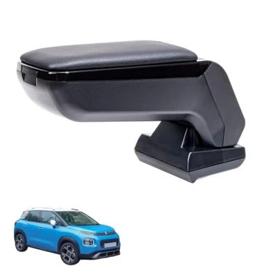 Abbildung von RATI ARMSTER S Armlehne kompatibel für CITROEN C3 AIRCROSS 2018 2021 [schwarz,vegan Leder] nachrüstbare Mittelarmlehne mit Staufach