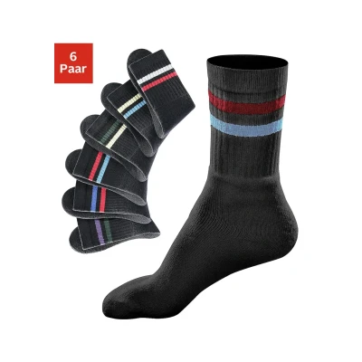 Abbildung von Go in Freizeitsocken, (Packung, 6 Paar), mit farbigen Streifen