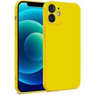 Abbildung von MyGadget Hülle für iPhone 12 Mini Zweilagige Handyhülle mit Kameraschutz Cover Innenfutter &amp; Silikon außen Gelb