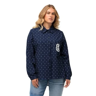 Abbildung von Ulla Popken Hinten LÄNGER Hemdbluse, Damen, Größe: 62/64, Marine