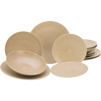 Abbildung von CreaTable Teller Set &quot;Vesuvio Sand&quot;, (Set, 12 tlg.), seidenmatte Glasur, ausdrucksstarkes Relief