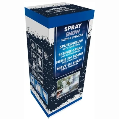 Abbildung von Annastore Bastelfarbe Schneespray mit 8 Schablonen 150 ml Fensterdeko Kunstschnee, Schnee Spray für Weihnachten
