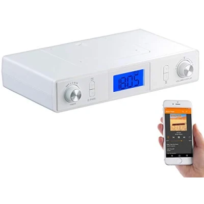 Abbildung von auvisio Küchenradio: Stereo FM Küchen Unterbauradio mit Bluetooth, Timer, Wecker, LCD, PLL (Küchenunterbauradio, Unterbau Küchenradio, kuchenradio)