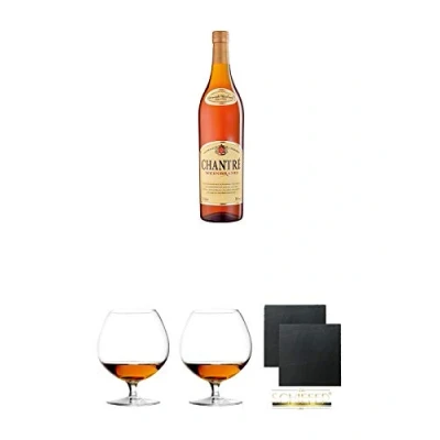 Abbildung von Chantrè deutscher Weinbrand 3,0 Liter + Cognacglas/Schwenker Stölzle 1 Stück 103/18 Schiefer Glasuntersetzer eckig ca. 9,5 cm Ø 2