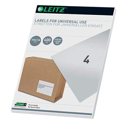 Abbildung von Leitz PC beschriftbare Universal Etiketten 105 x 148 mm, Weiß, 61730001