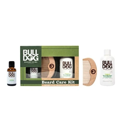 Abbildung von Bulldog Skincare for Men Bartpflegeset mit Bartöl, 2 in 1 Bartshampoo + Spülung und Kamm