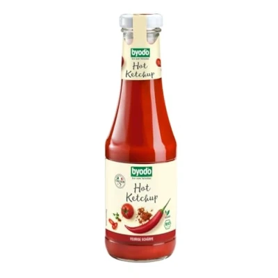 Abbildung von Byodo Bio Hot Ketchup 6er Pack (6 x 500 ml) Fruchtiger, Scharfer Tomatenketchup, 100% Zutaten, Ohne Bindemittel, Ideal für Burger &amp; Grillgerichte, Großpackung, Qualität
