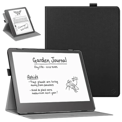 Abbildung von Fintie Hülle für 10,2 Zoll Kindle Scribe (der erste mit Schreibfunktion) Schutzhülle Cover 360 Grad drehbarem Ständer Stift Halterung und Auto Schlaf/Wach, Schwarz