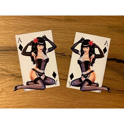 Abbildung von 24/7stickers #840 / 2X Ass Aufkleber 10x7,5cm Sexy Girl Motorrad Auto Tuning Oldtimer Rocker Hot Rod V8 V2 Custom Oldschool Vintage Look