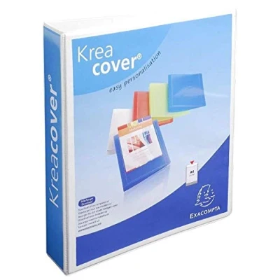 Abbildung von Exacompta 51844E 10er Pack Präsentationsringbuch KreaCover DIN A4 aus starkem Karton 4 D Ringe 75mm breit Weiß ideal für Schule und Büro Ringhefter Ringordner Ringbuchordner