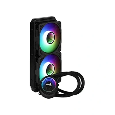 Abbildung von Aerocool MIRAGEL240, Flüssigkühlung CPU, 2 ARGB Lüfter 12cm, TDP 400W, Schwarz