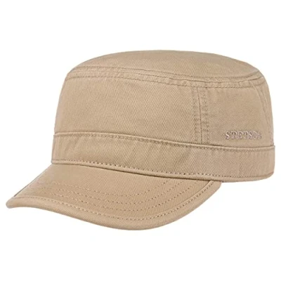 Abbildung von Stetson Gosper Army Cap Damen/Herren Urban Armycap aus Baumwolle Militärcap mit UV Schutz 40 Mütze Militär Sommer/Winter Dunkelbeige S (54 55 cm)