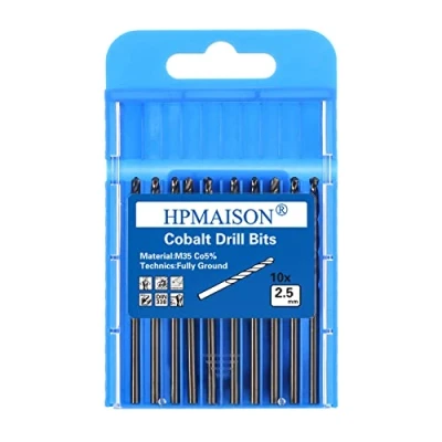 Abbildung von HPMAISON 10 Stück 2,5mm M35 HSS Cobalt Bohrer Kobalt Jobber Set Spiralbohrer zum Bohren auf Edelstahl, Metall, Aluminium, Holz, Kunststoff