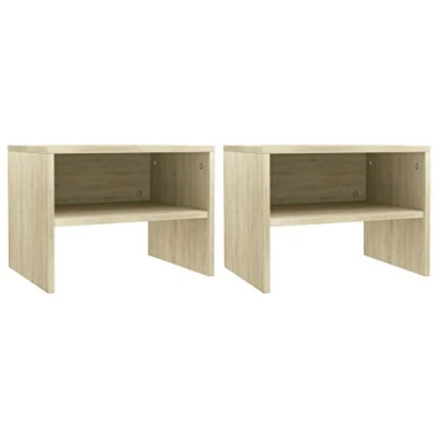 Abbildung von vidaXL 2X Nachttisch mit offenem Fach Nachtschrank Beistelltisch Telefontisch Couchtisch Nachtkommode Nachtkonsole Sonoma Eiche 40x30x30cm Holzwerkstoff
