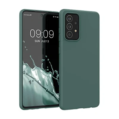 Abbildung von kwmobile Hülle kompatibel mit Samsung Galaxy A52 / 5G A52s weiches TPU Silikon Case Cover geeignet für kabelloses Laden Blaugrün