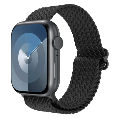 Abbildung von imoshion Apple Watch Armband Nylon Schwarz Geeignet für Series 1 bis 10 / SE Ultra (2) (44/45/46/49 mm)