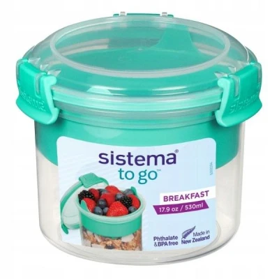 Abbildung von Sistema Frühstücksbehälter mit Löffel, für das Frühstück unterwegs, 530ml, farbig sortiert