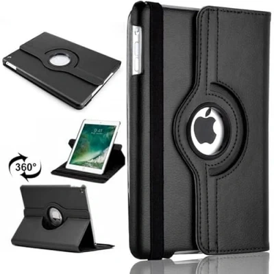 Abbildung von TechDealsUK 360 Grad drehbare Hülle für Apple iPad Mini 1, 2 und 3 7.9 2012, 2013, 2014, Ständer, Kunstleder, Schwarz