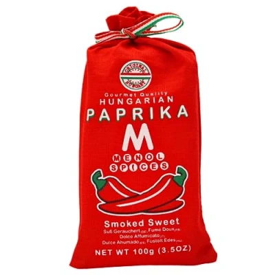 Abbildung von Menol Spices Authentischer Ungarische Edelsüß Geräuchertes Paprikapulver (Geräuchert Süß 100g) Spitzenqualität für Feinschmecker, Hergestellt in der Gegend von Szeged, Leuchtend paprika rot