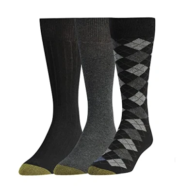 Abbildung von Gold Toe Klassische Argyle Socken für Herren, 3 Paar, Black Diamond (3 Paar), Large