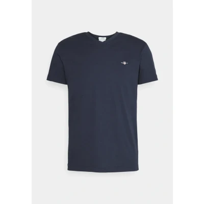 Abbildung von GANT Shield Vneck Tshirt basic, Herren, Größe: 4XL, Evening blue