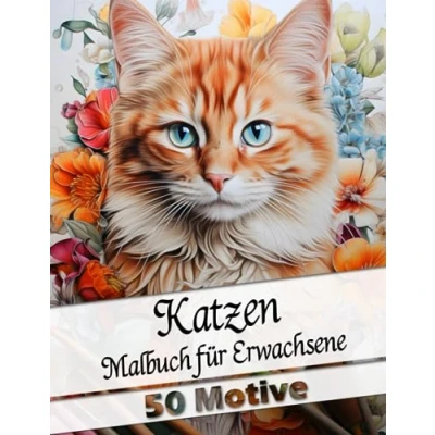 Abbildung von Malbuch für Erwachsene mit Katzen Motiven: 50 liebevolle Motive Katzenliebhaber. Anti Stress und Entspannung Ausmalbuch: Als Weihnachtsgeschenk, ... Schwester die Freundin oder Sich selbst.