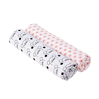 Abbildung von LÄSSIG Baby Puckdecke Spuckdecke Mulltuch Muslin Baumwolle weich 2 Stk. 120 x cm/Swaddle XL Little Chums Mouse, rosa