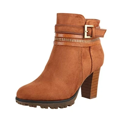 Abbildung von Elara Damen Stiefelette Ankle Boots Chunkyrayan 2018 C292 1 Camel 42