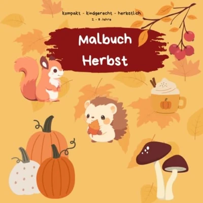 Abbildung von Herbst Malbuch mit 50 Motiven für Kinder: kreativ, kindgerecht, kompakt und herbstlich