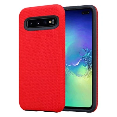 Abbildung von Cadorabo Hülle kompatibel mit Samsung Galaxy S10 Plus Schutzhülle TPU Silikon Case Outdoor Hybrid Design Anti Rutsch Slim Kratzfest Weiche Gummi Rundumschutz für in Rot