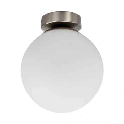 Abbildung von Lindby Deckenleuchten Lennie, dimmbar, Leuchtmittel nicht inklusive, Modern, Glas, Metall, weiß, nickel matt, 1 flammig, E27, Bad