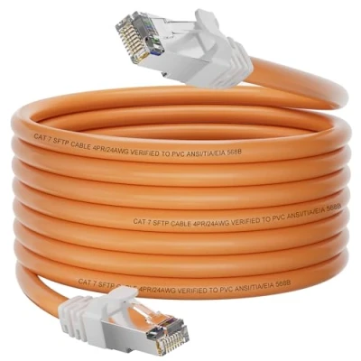 Abbildung von LAN Kabel 10 Meter, Netzwerkkabel Cat 7 Ethernet 10m Schirmung Wlan Kabel, Hochgeschwindigkeit 10000Mbit/s 600MHz Gigabit Internetkabel S/FTP Patchkabel Outdoor Wifi für Router Modem