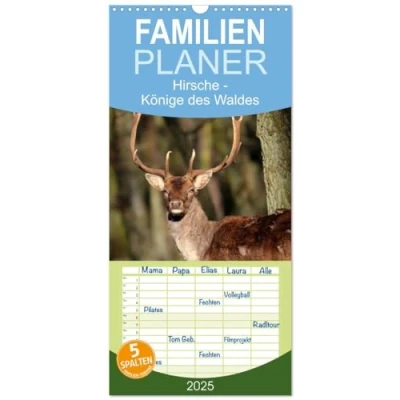 Abbildung von Familienplaner 2025 Hirsche Könige des Waldes mit 5 Spalten (Wandkalender, 21 cm x 45 cm), CALVENDO