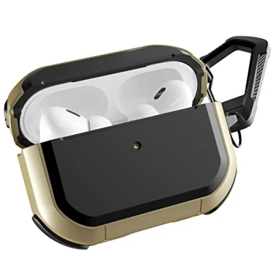 Abbildung von PZOZ Hülle für AirPods Pro 2. Generation,PC und TPU Schutzhülle (Front LED sichtbar) Ohrstöpsel Zubehör,AirPods 2 Case(Gold)